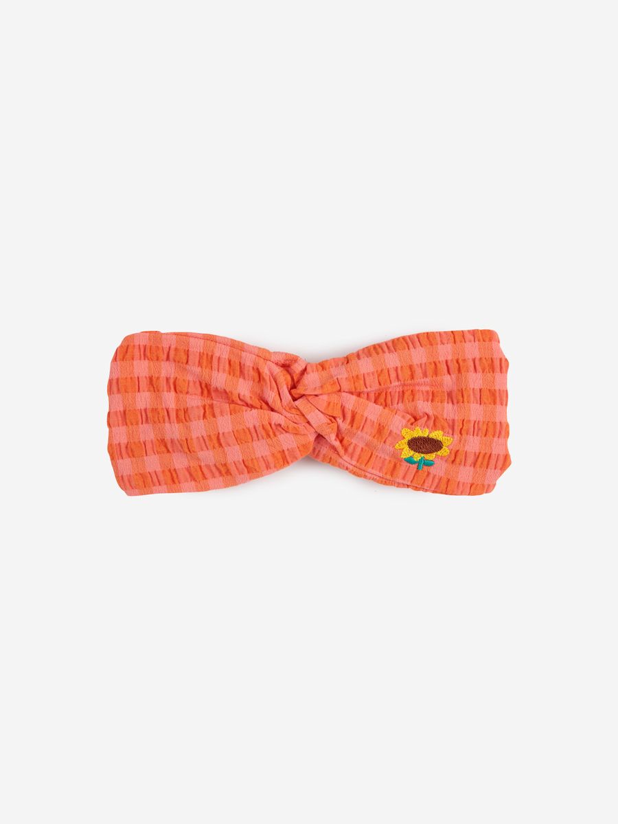 Bobo Choses Vichy Woven Headband - Coral Pink