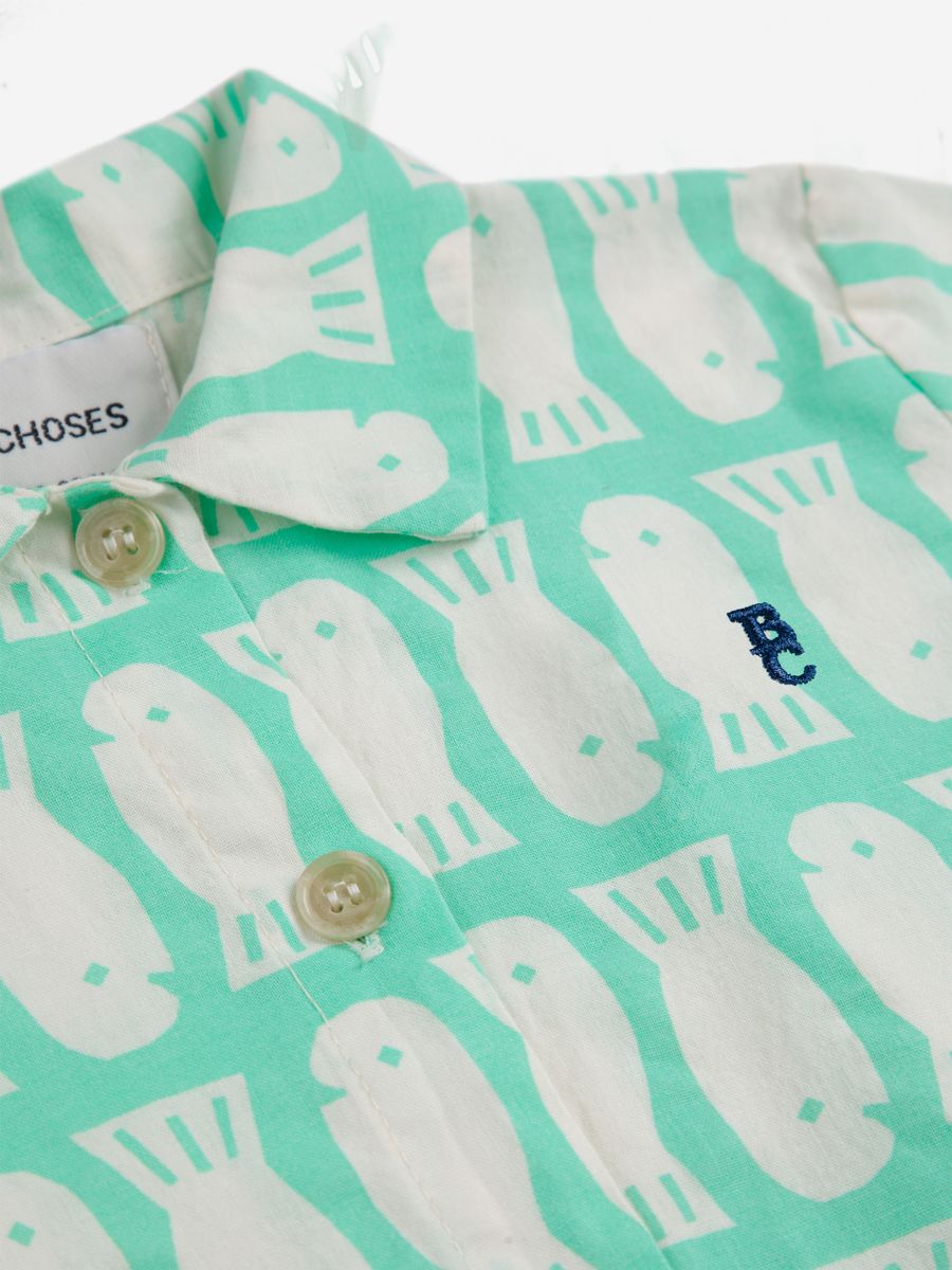 Bobo Choses Lucky Fish All Over Woven Shirt - Light Green