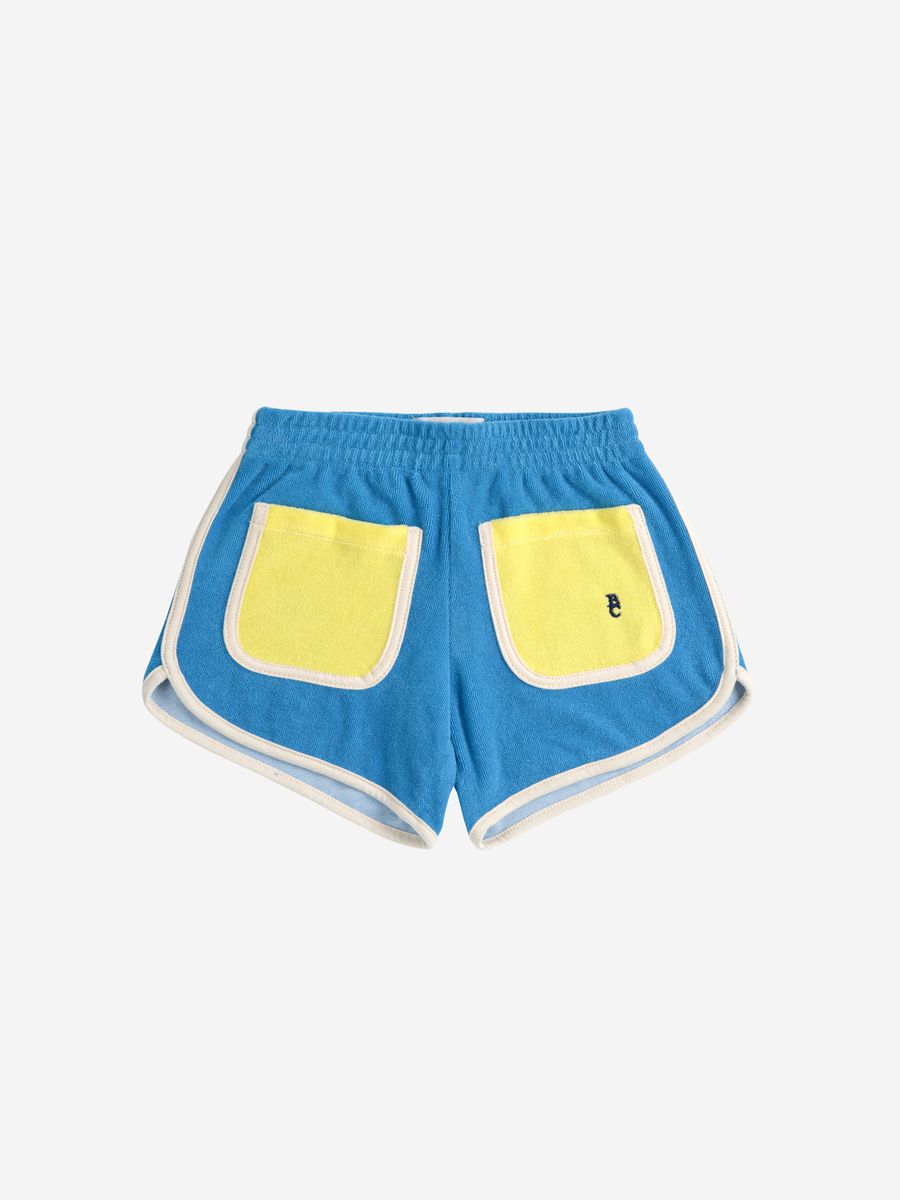 Bobo Choses Blue Color Block Terry Cloth Shorts - Light Blue