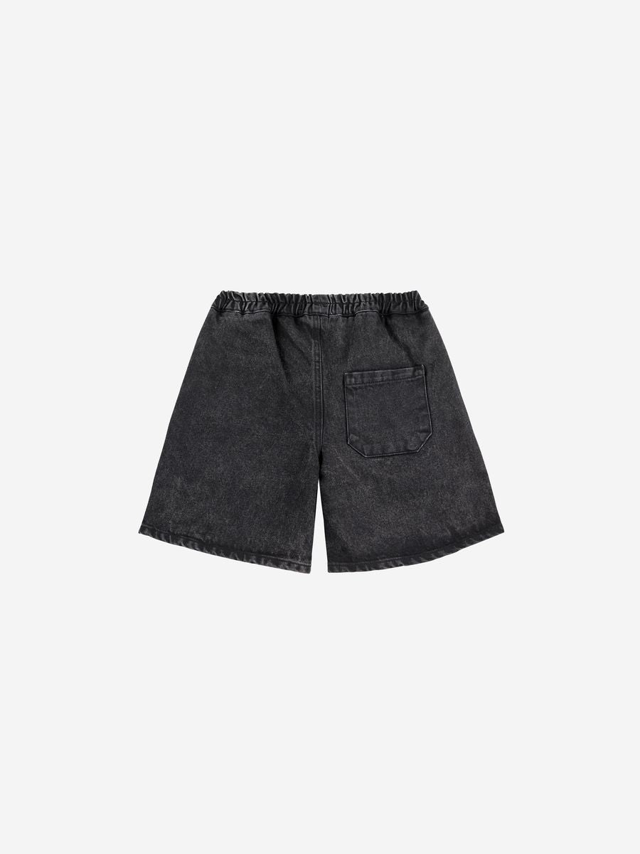 Bobo Choses Smiling Black Denim Bermuda Shorts - Dark Grey