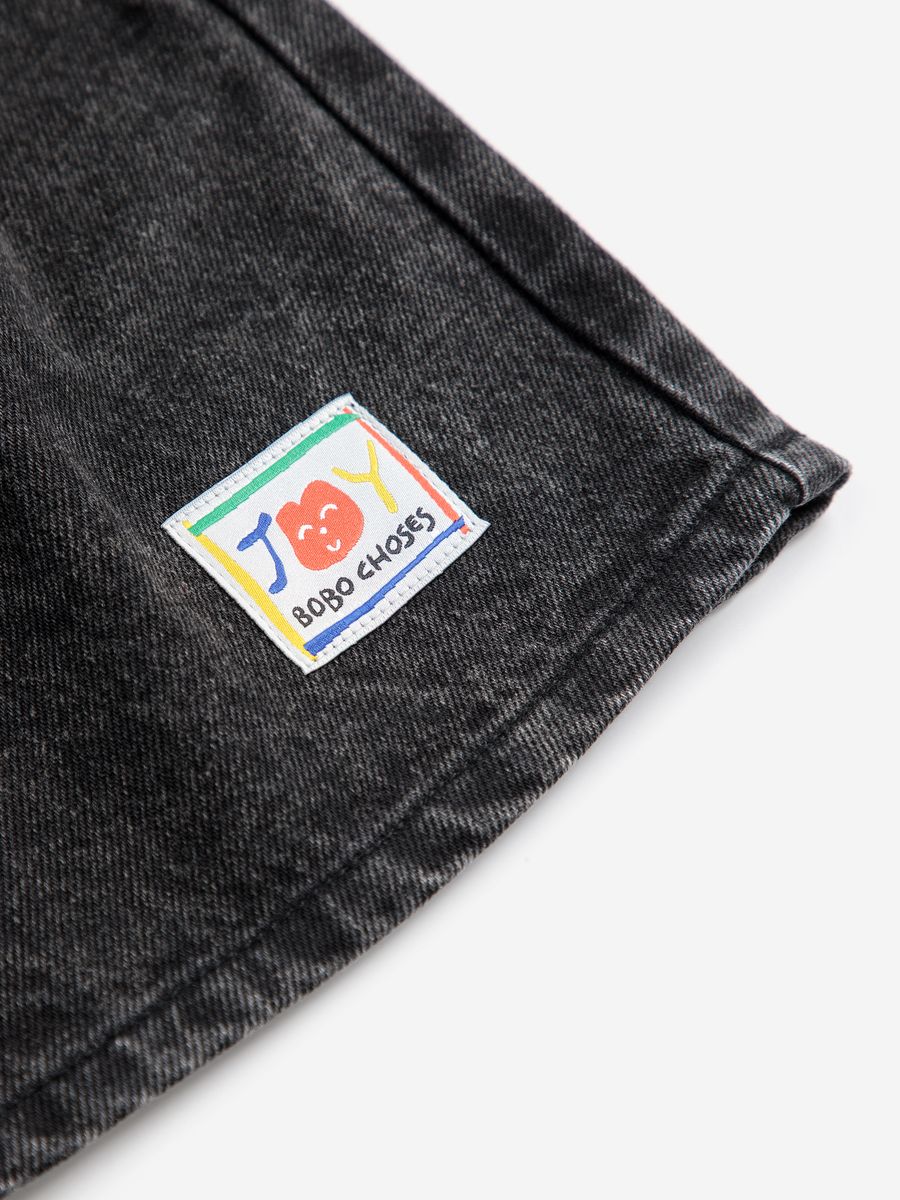 Bobo Choses Smiling Black Denim Bermuda Shorts - Dark Grey