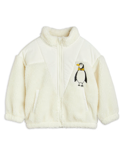 Mini Rodini Penguin Pile Zip Cardigan - White