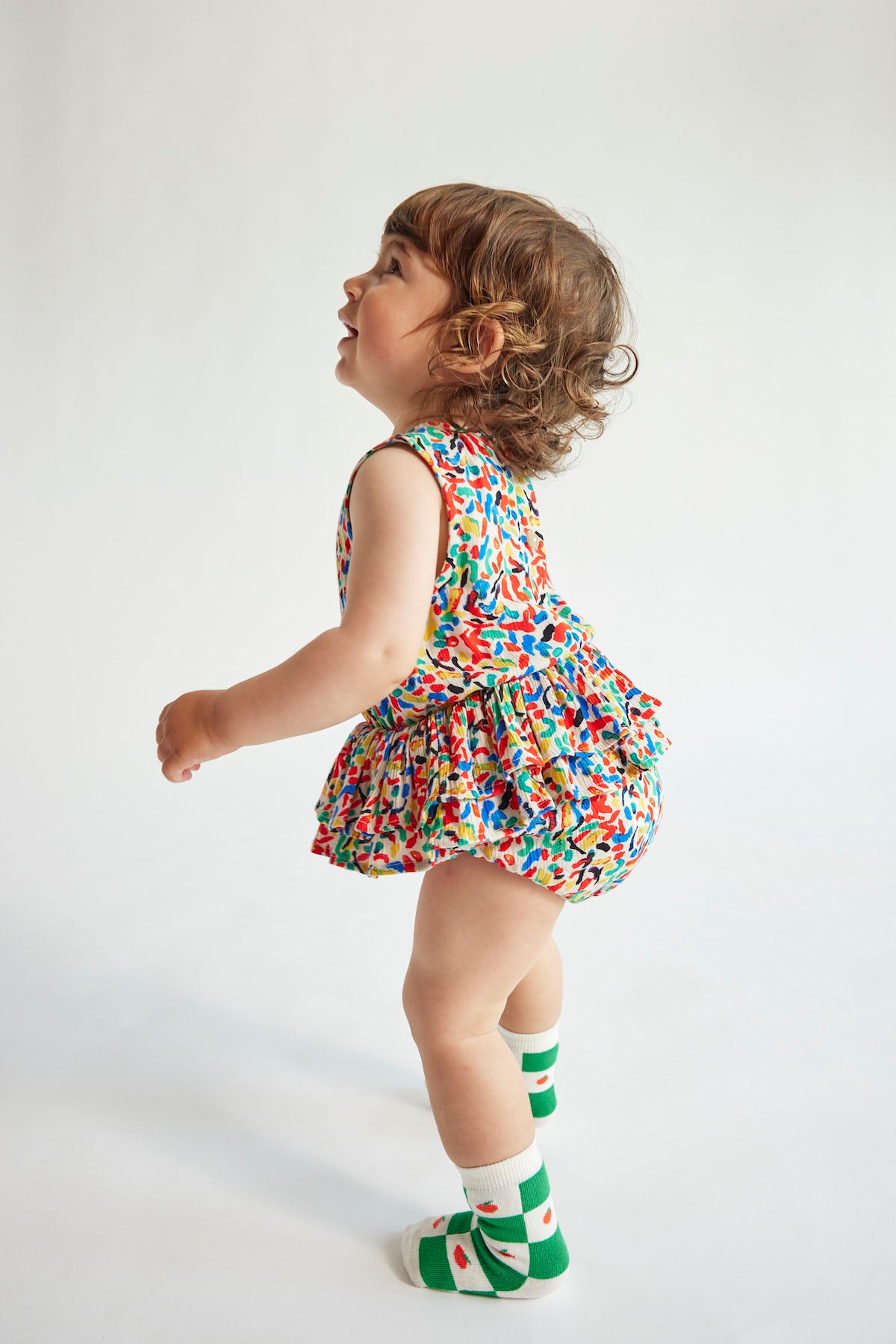 Bobo Choses Baby Confetti All Over Ruffle Woven Romper - Multicolor