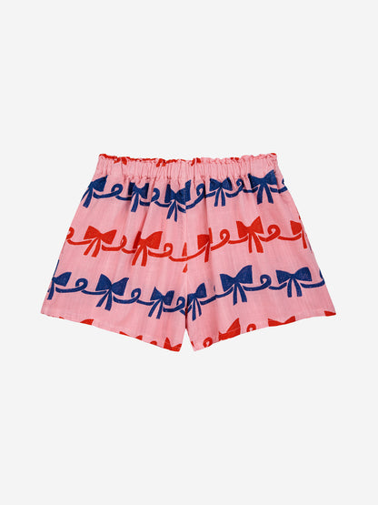 Bobo Choses Ribbon Bow All Over Woven Shorts - Pink