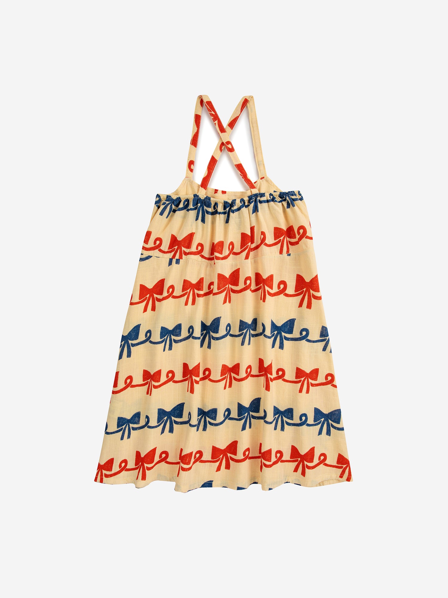 Bobo Choses Ribbon Bow All Over Woven Dress - Light Yellow