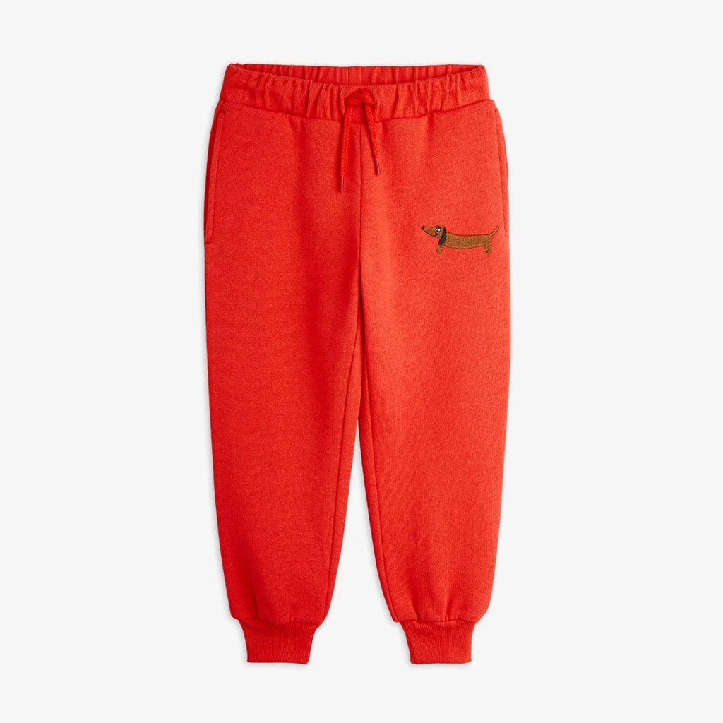 Mini Rodini Dog Embroidered Sweatpants - Red