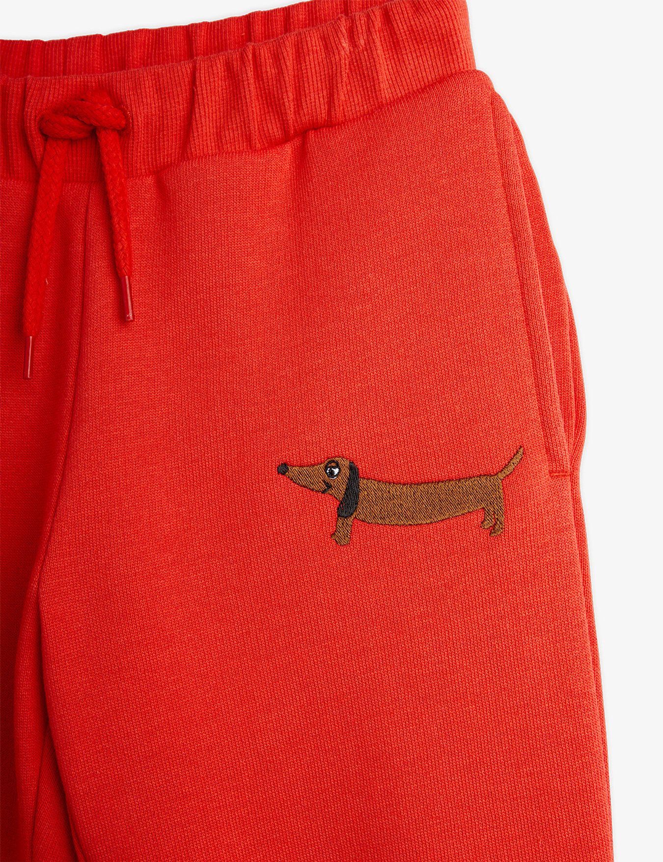 Mini Rodini Dog Embroidered Sweatpants - Red