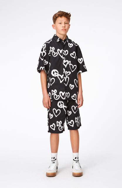 Molo Richie Short Sleeve Shirt- Sprayed Hearts