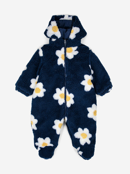 Bobo Choses Baby Big Flower All Over Sheepskin Overall - Midnight Blue