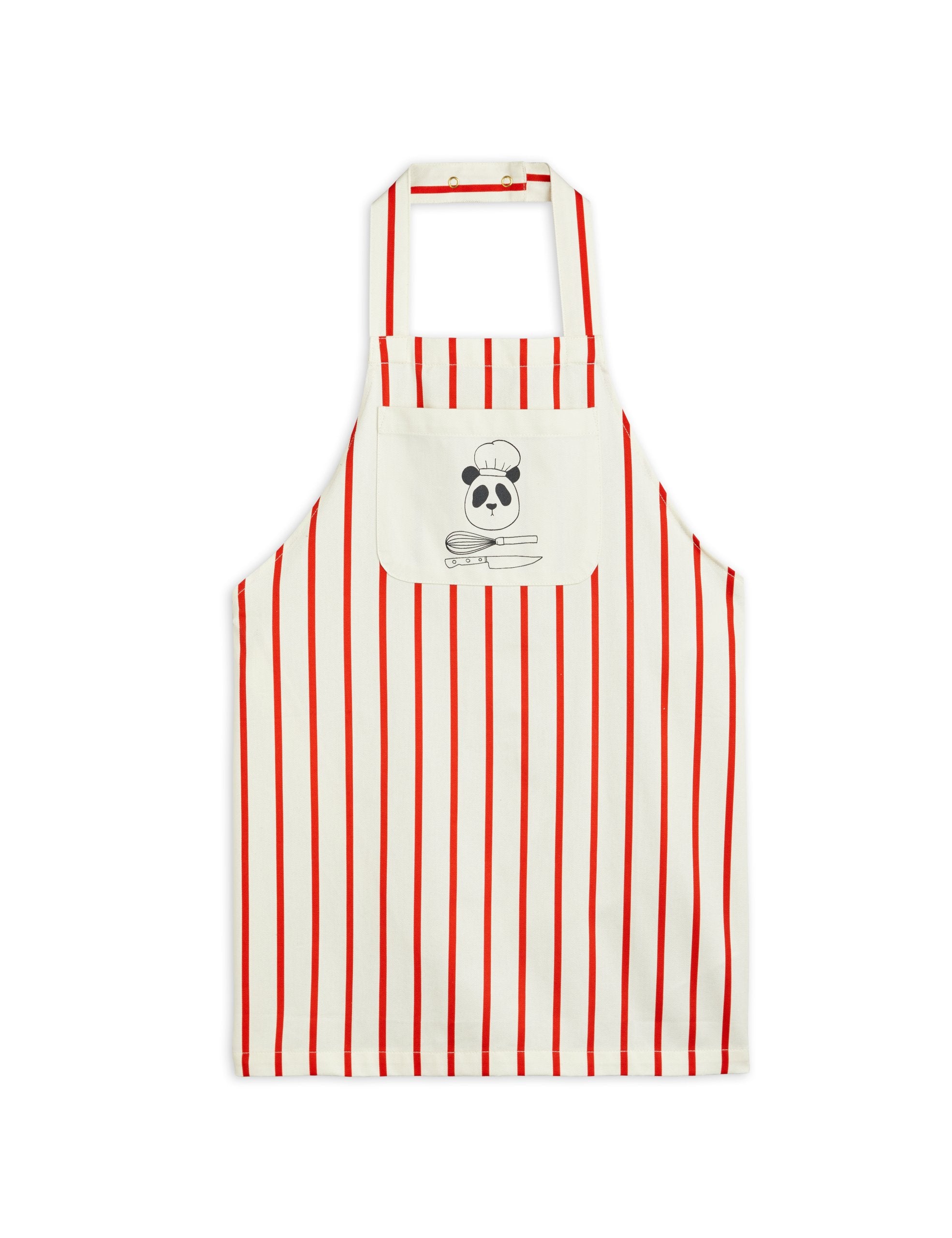 Mini Rodini Striped Panda Chef Woven Apron - Multi