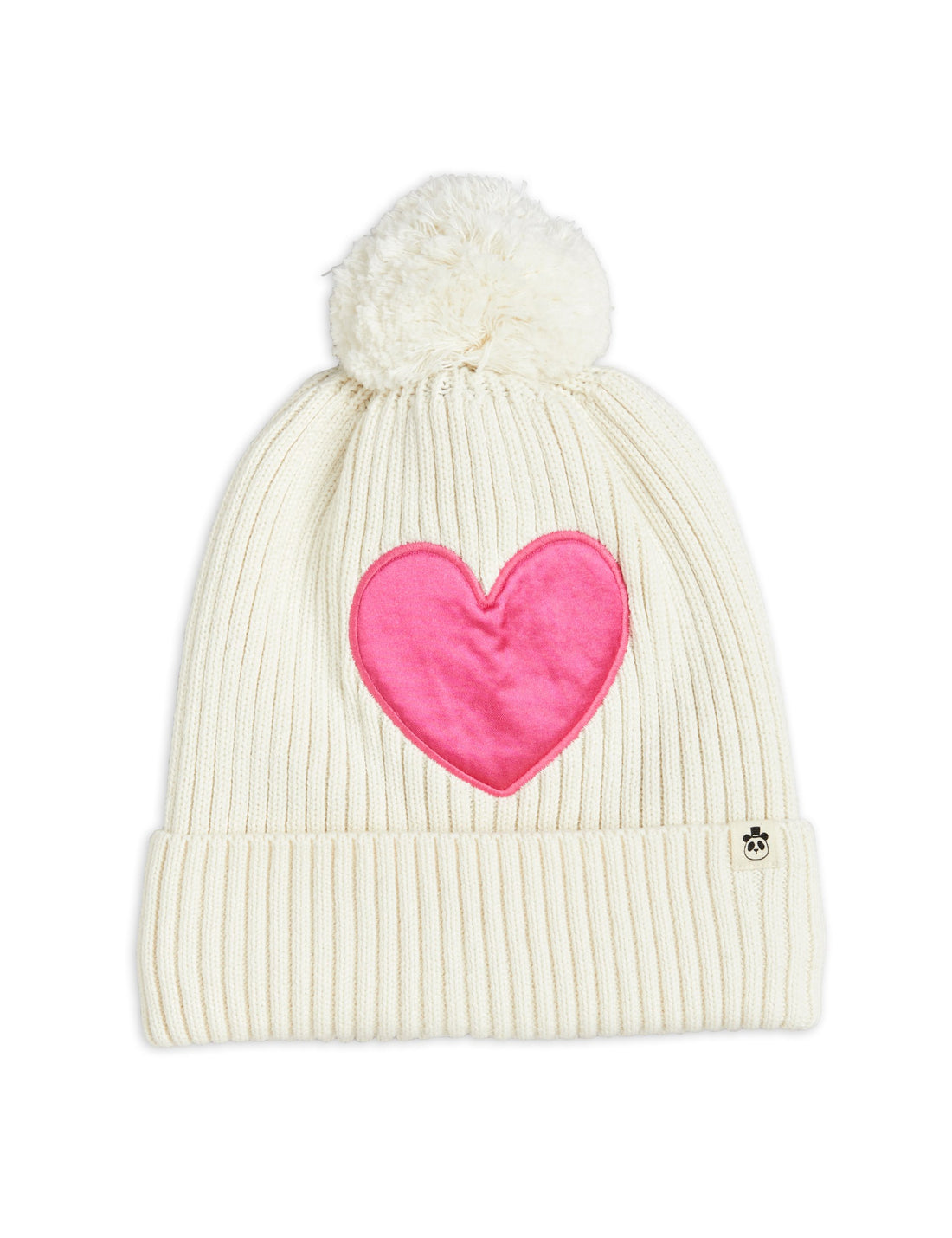 Mini Rodini Hearts Knitted Pompom Hat - White