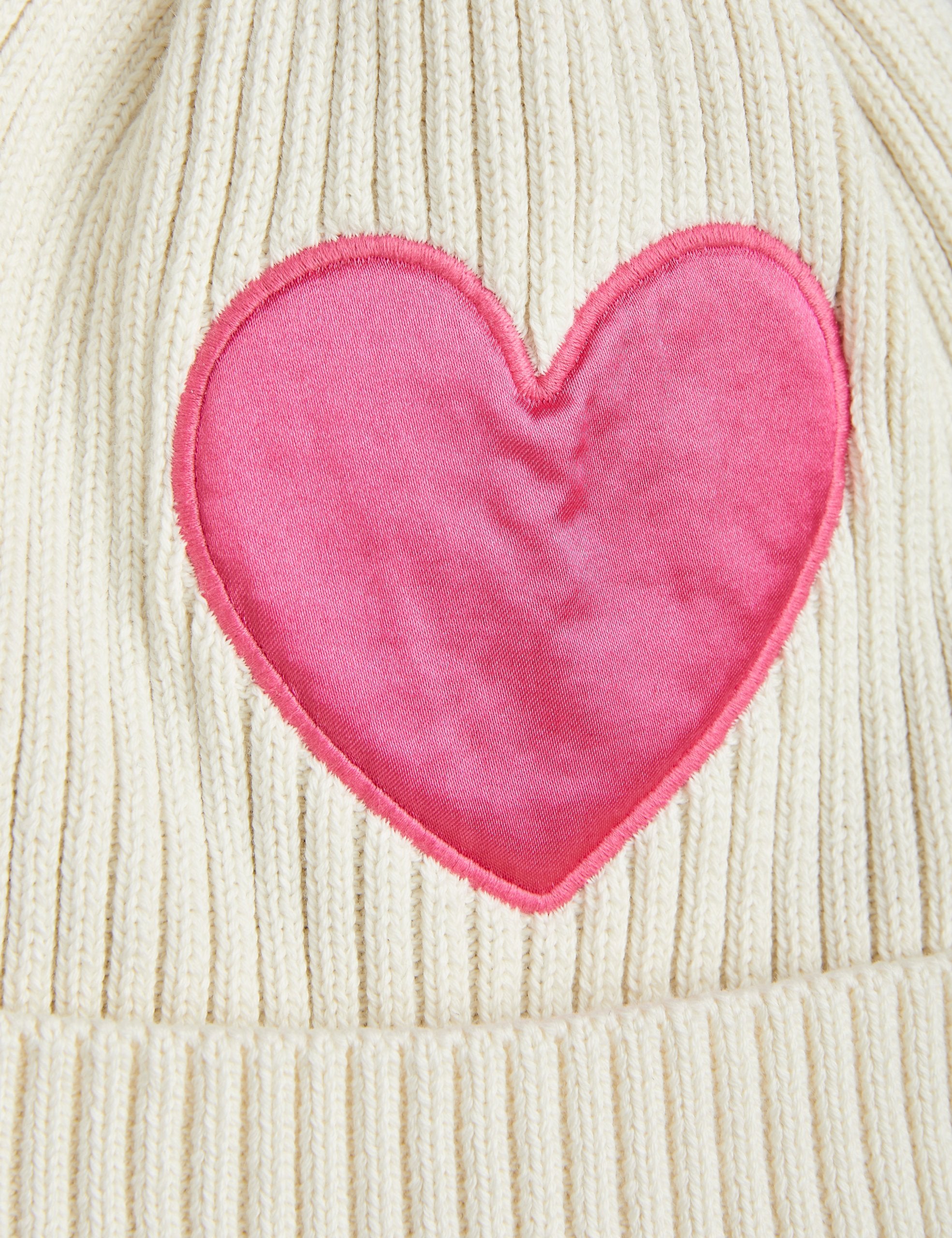 Mini Rodini Hearts Knitted Pompom Hat - White