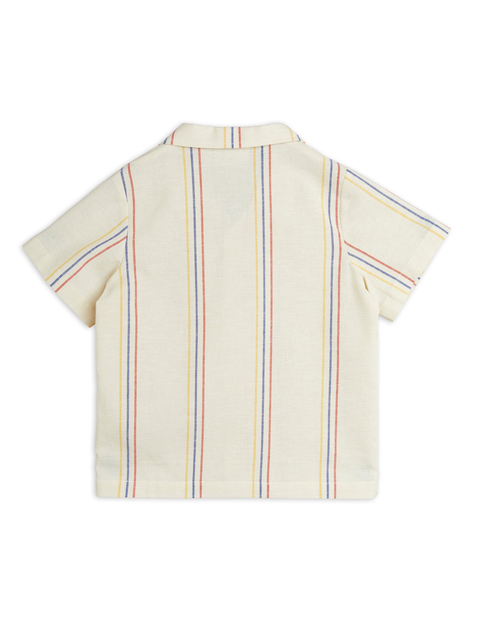 Mini Rodini Stripe Woven Short Sleeve Shirt - Off White