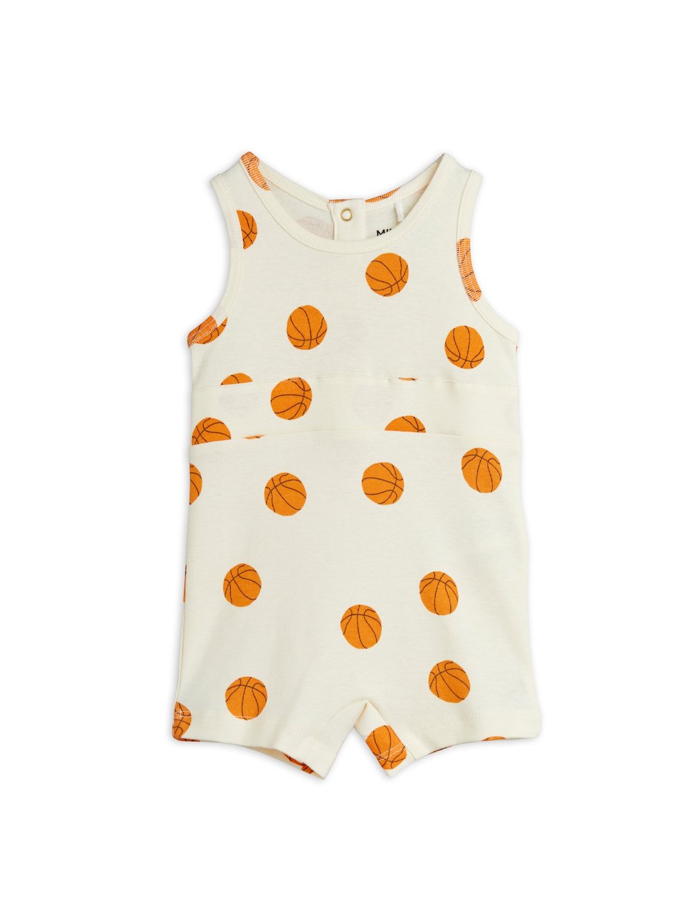 Mini Rodini Basketball All Over Print Baby Summersuit - Off White