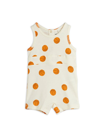 Mini Rodini Basketball All Over Print Baby Summersuit - Off White