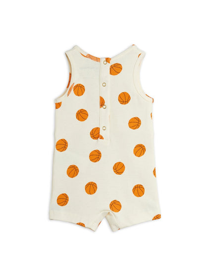 Mini Rodini Basketball All Over Print Baby Summersuit - Off White