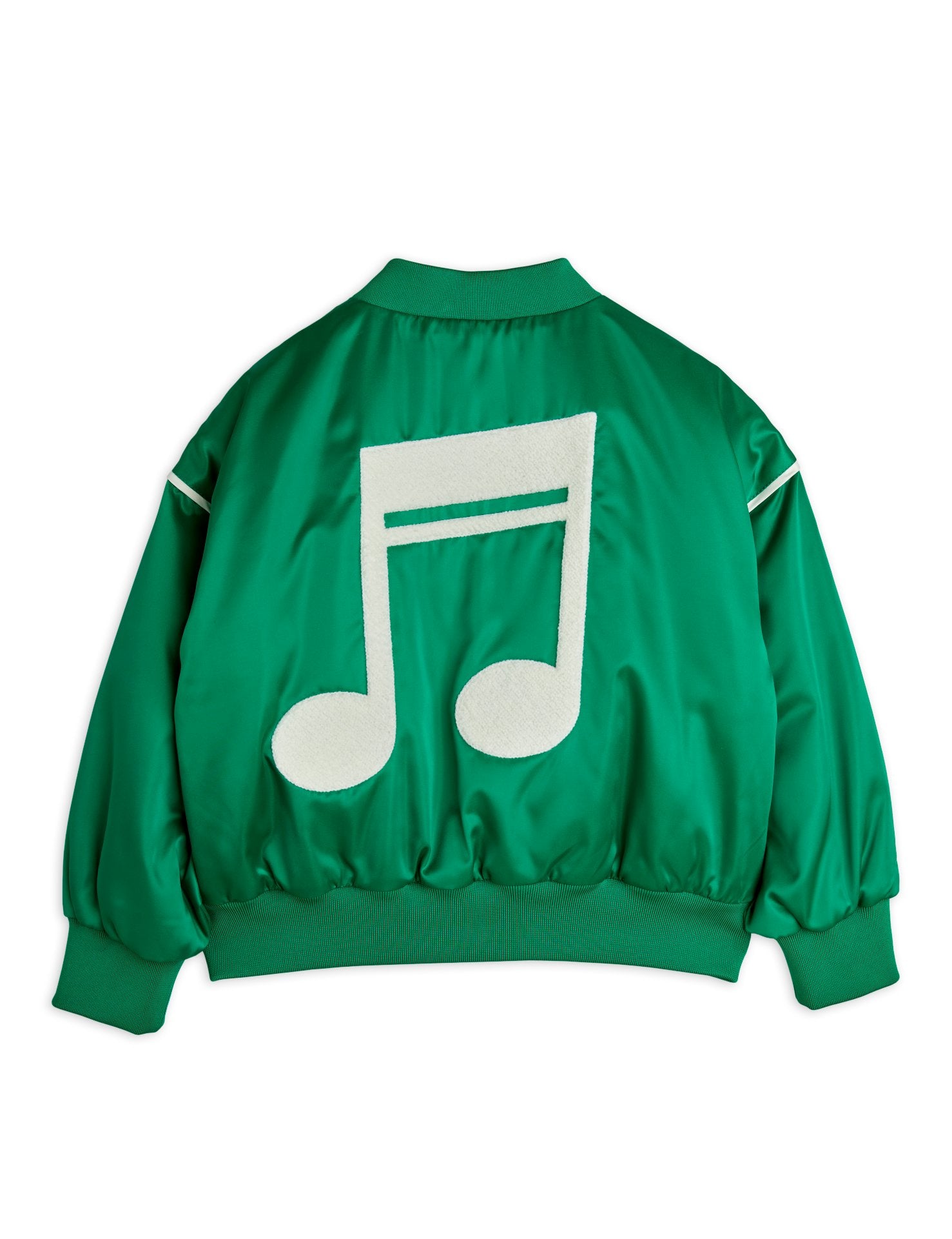 Mini Rodini Note Chenille Satin Baseball Jacket -  Green