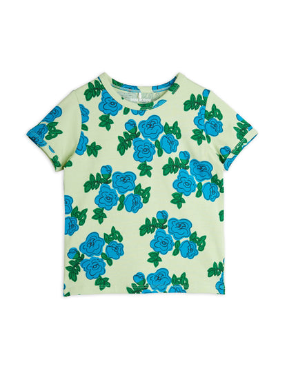 Mini Rodini Blue Roses AOP Short Sleeve Tee