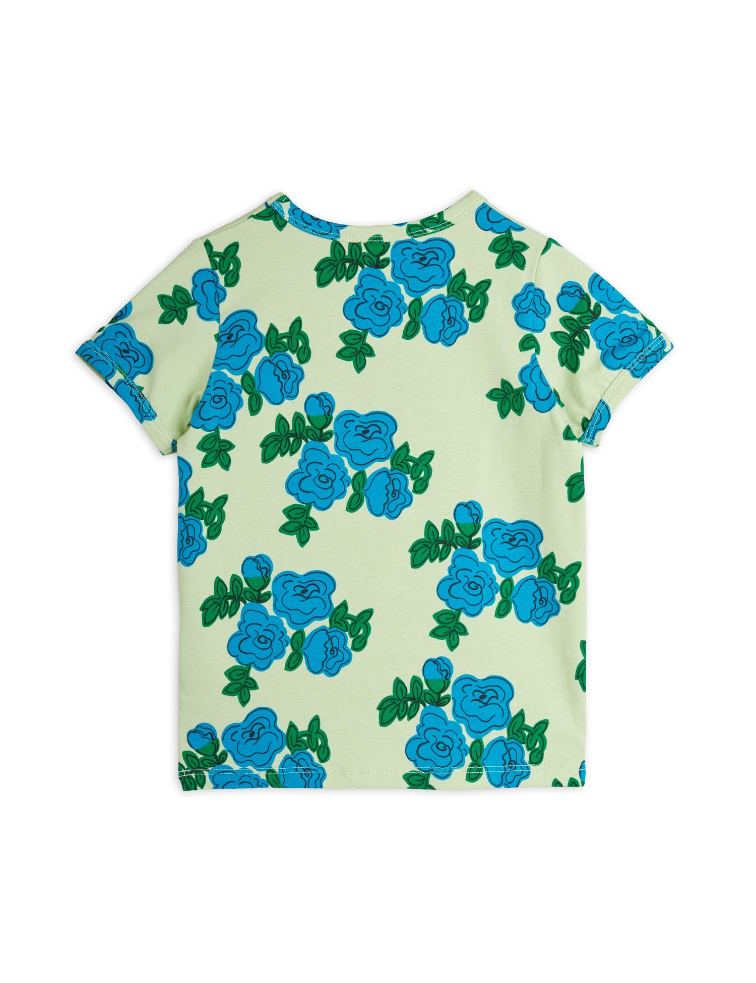 Mini Rodini Blue Roses AOP Short Sleeve Tee