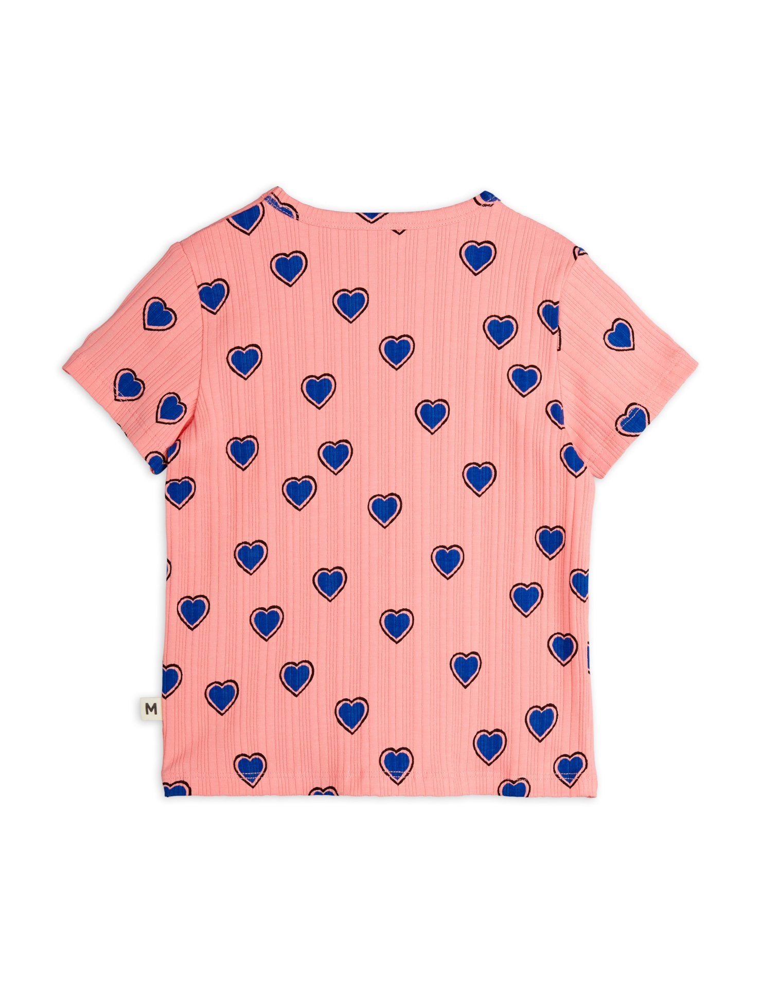 Mini Rodini Outlined Hearts AOP Short Sleeve Tee - Pink