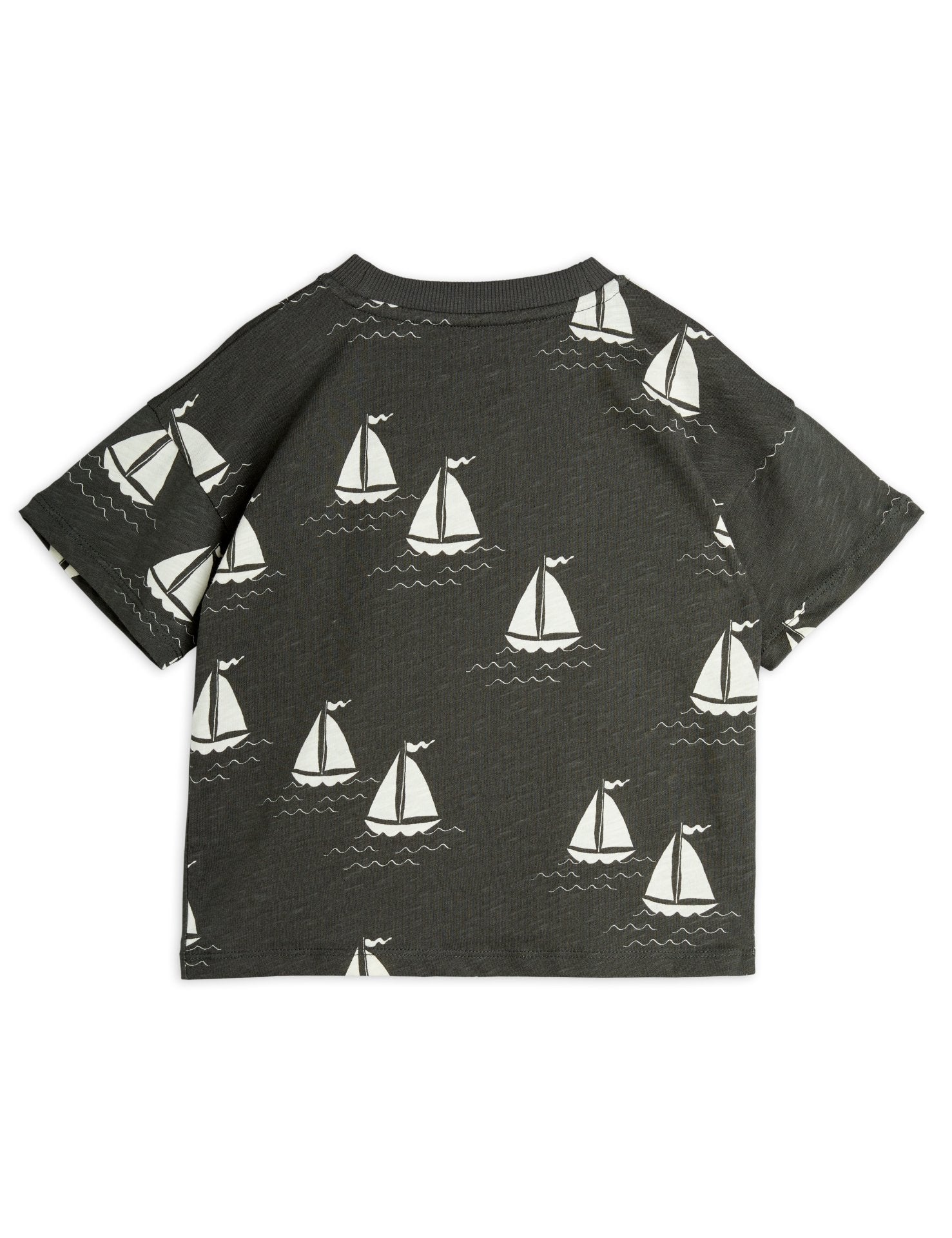 Mini Rodini Sailing Boats AOP Short Sleeve Tee - Grey