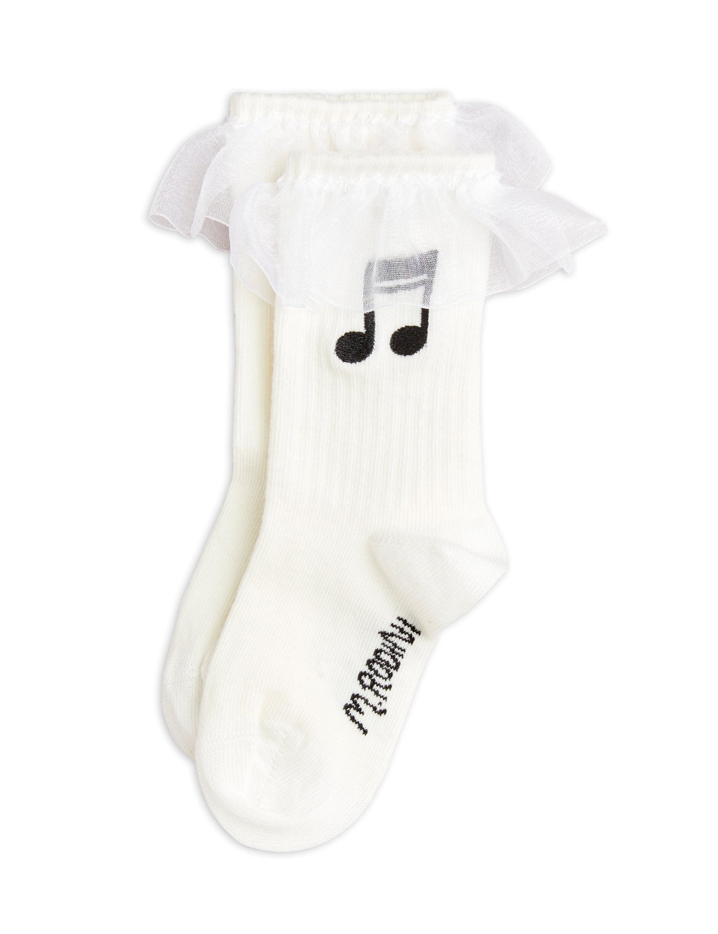 Mini Rodini Note Frill Socks - White