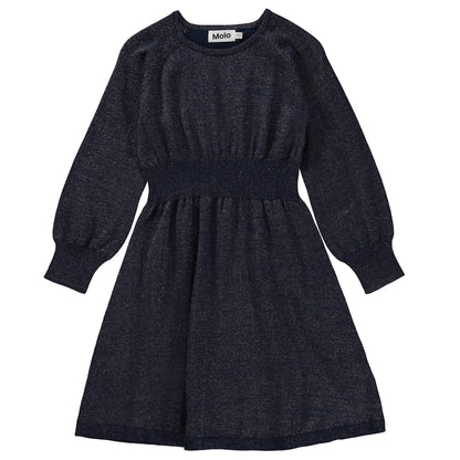 Molo Cameron Long Sleeve Dress  - Navy Sky