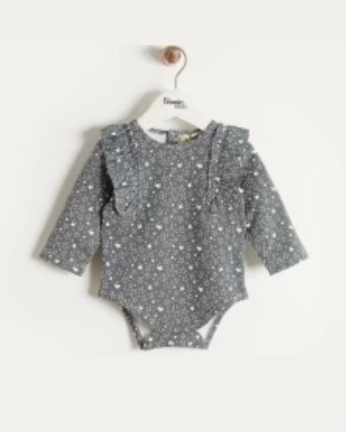 Bonnie Mob Organic Star Frill Shoulder Bodysuit - Grey