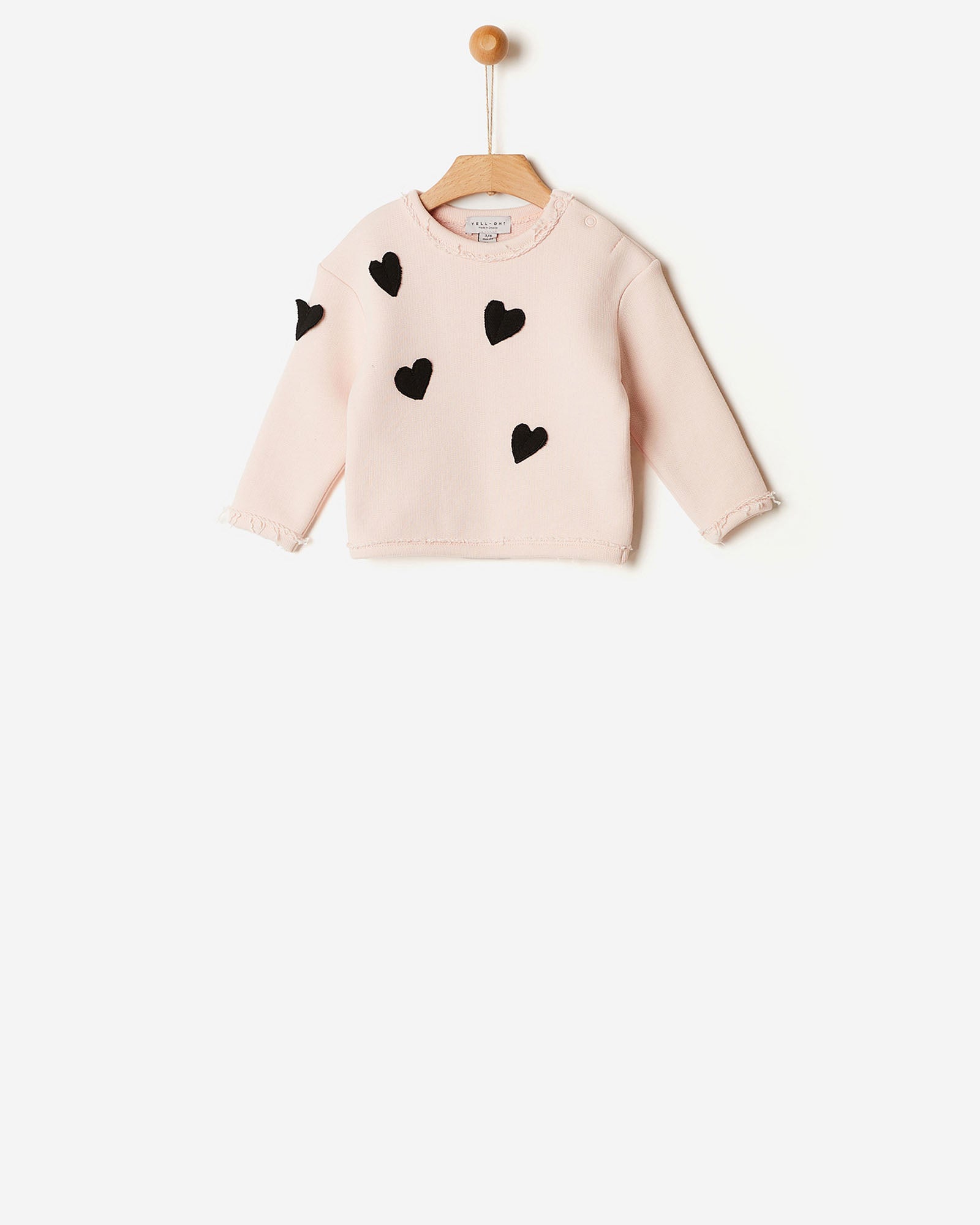 Yell-Oh Organic Sweater With Hearts - Peach Blush