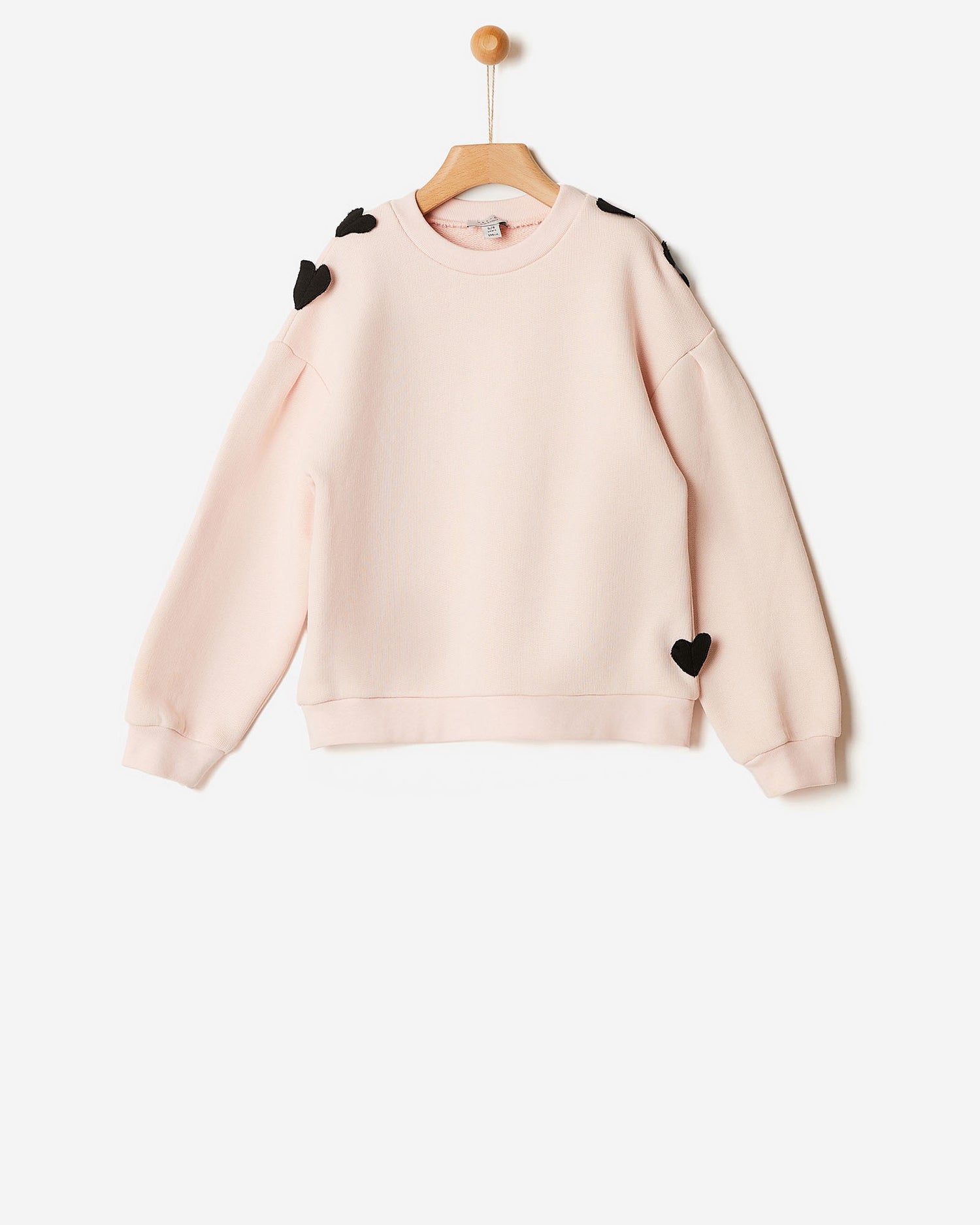 Yell-Oh Girl Frilled Organic Sweater With Hearts - Peach Blush