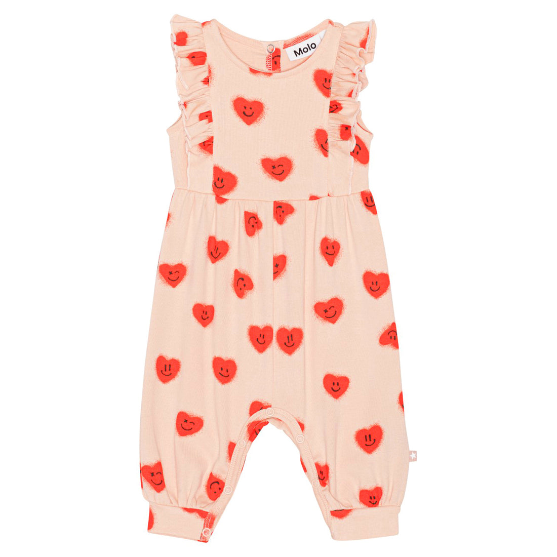 Molo Fallon Baby Romper - Red Hearts Jersey