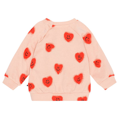 Molo Disc Baby Sweatshirt - Red Hearts