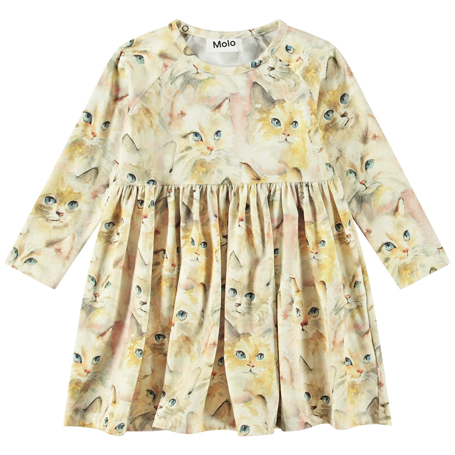 Molo Charmeine Baby Long Sleeve Dress - Aquarelle Cats