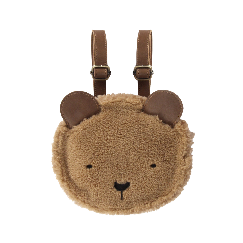 Donsje Pugi Backpack l Bear - Light Maple Curly Faux Fur