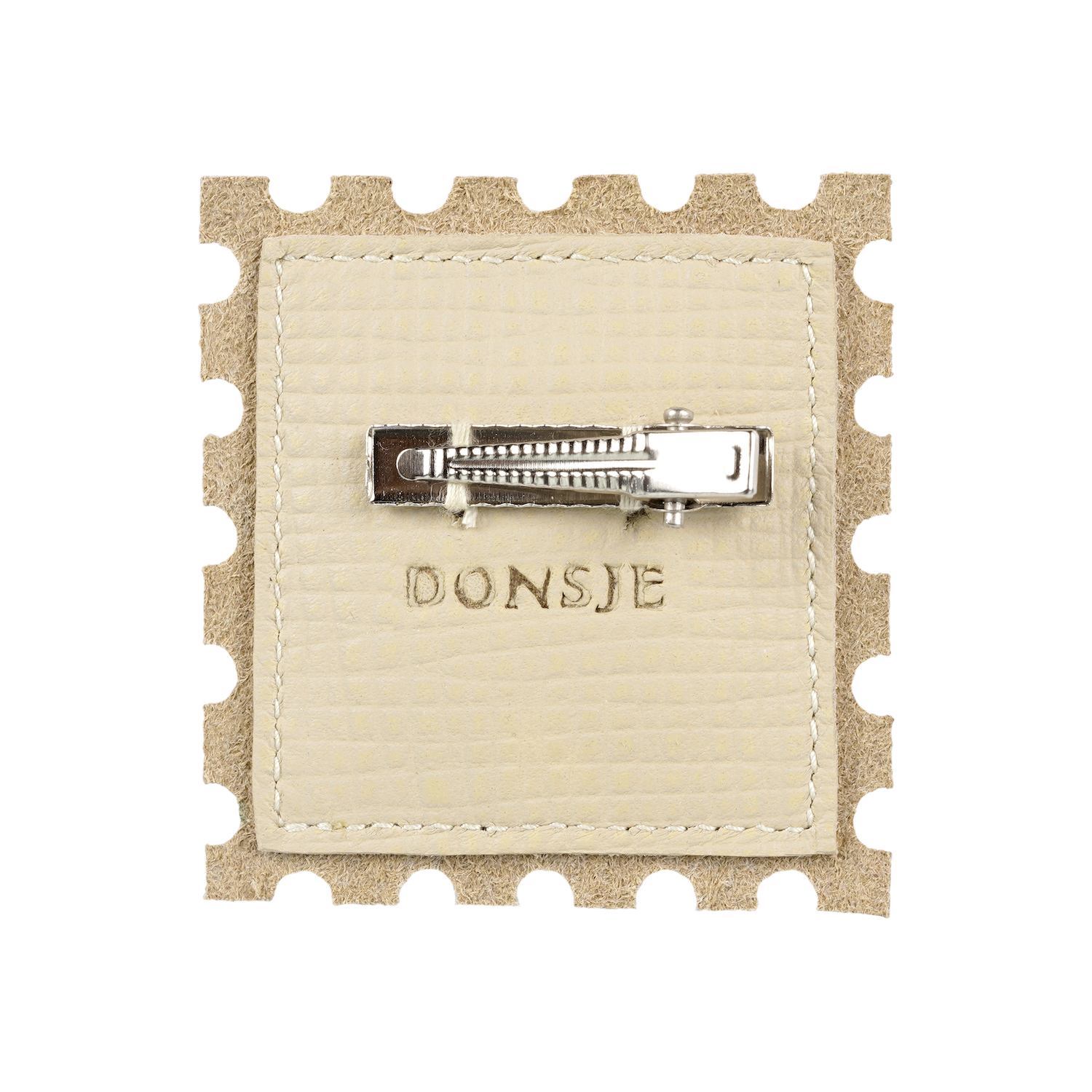 Donsje Guar Clip Stamp - Cream Scored Leather