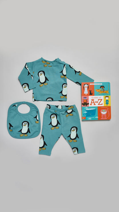 The Campamento Penguins All Over Long Sleeves Baby T-shirt - Light Blue