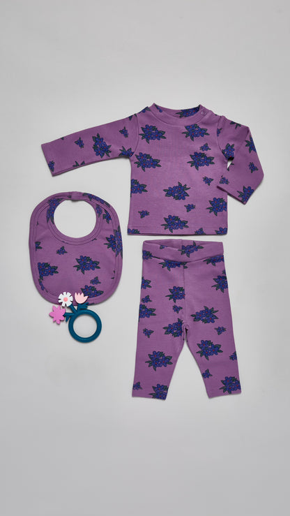 The Campamento Flowers Baby Bib - Purple