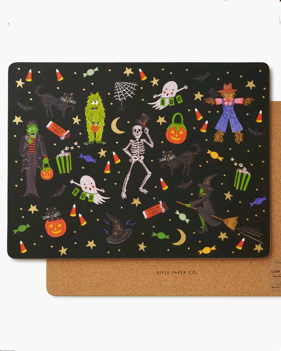 Rifle Paper Co. Halloween Parade Set Of 4 Cork Placemats