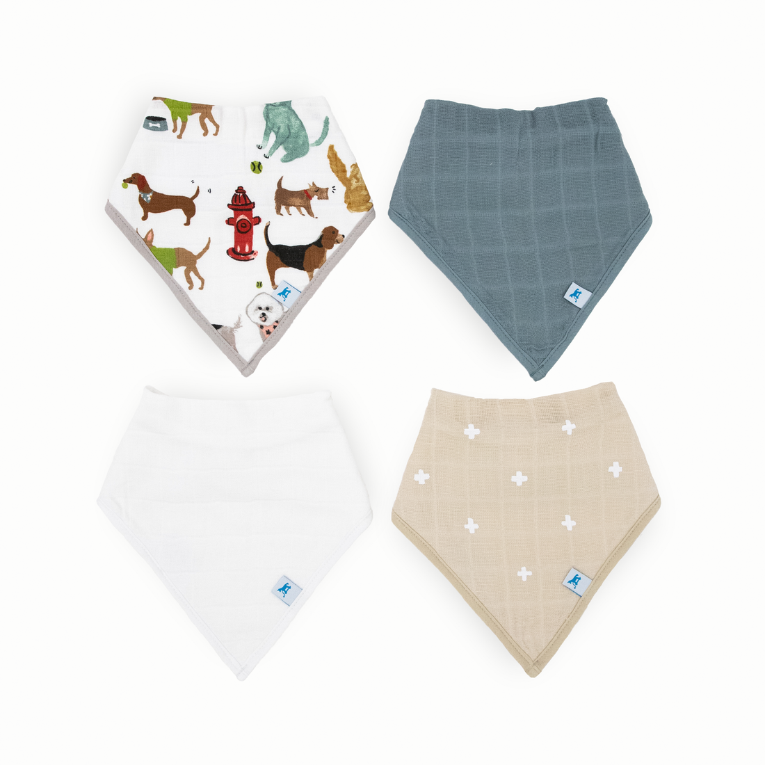 Little Unicorn Cotton Muslin + Fleece Bandana Bib 4 Pack - Woof