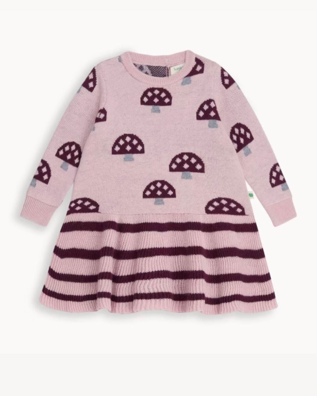 Bonnie Mob Sage Mushroom Knit Kids Dress - Dusty Pink