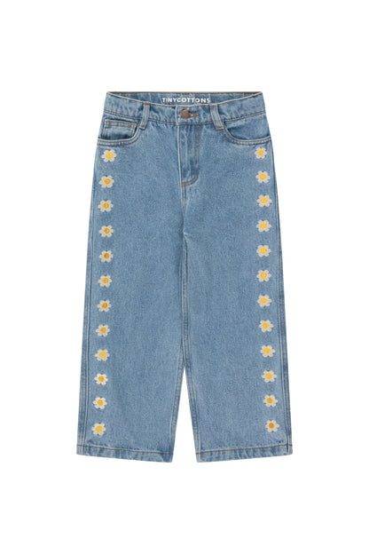 Tiny Cottons Daisies Straight Jeans - Light Wash Denim