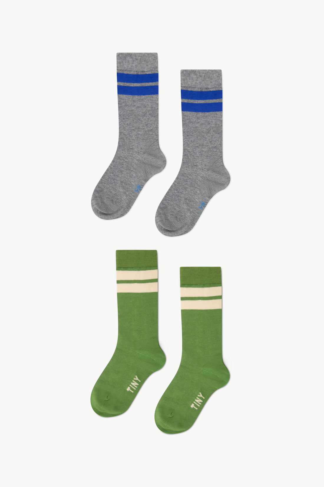 Tiny Cottons Stripes Socks Pack - Moss Green Grey Melange