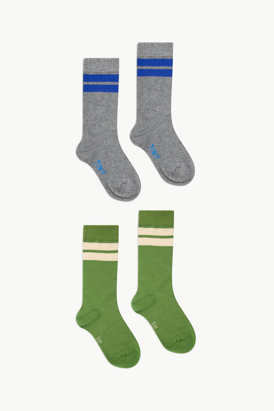 Tiny Cottons Stripes Socks Pack - Moss Green Grey Melange