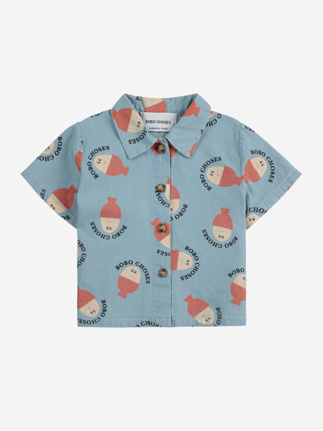 Bobo Choses Morning Egg All Over Denim Shirt - Light Blue