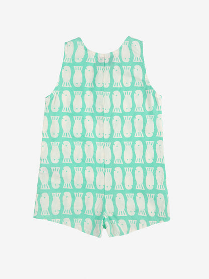 Bobo Choses Lucky Fish All Over Woven Playsuit - Light Green