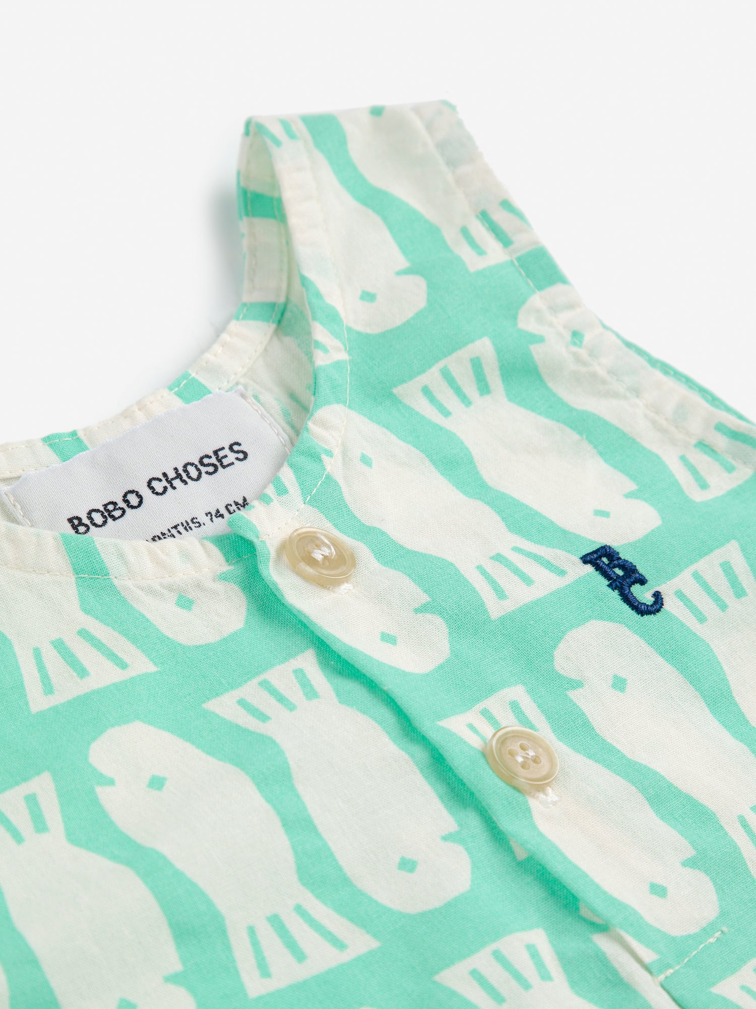 Bobo Choses Lucky Fish All Over Woven Playsuit - Light Green