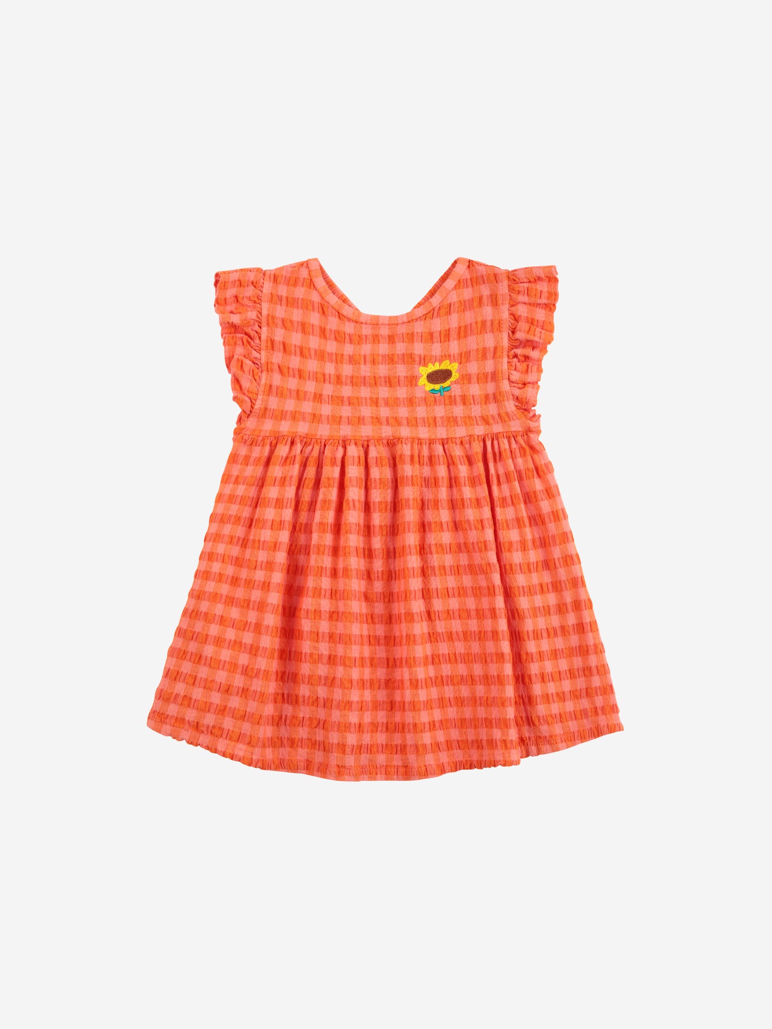 Bobo Choses Vichy Woven Baby Dress - Coral Pink