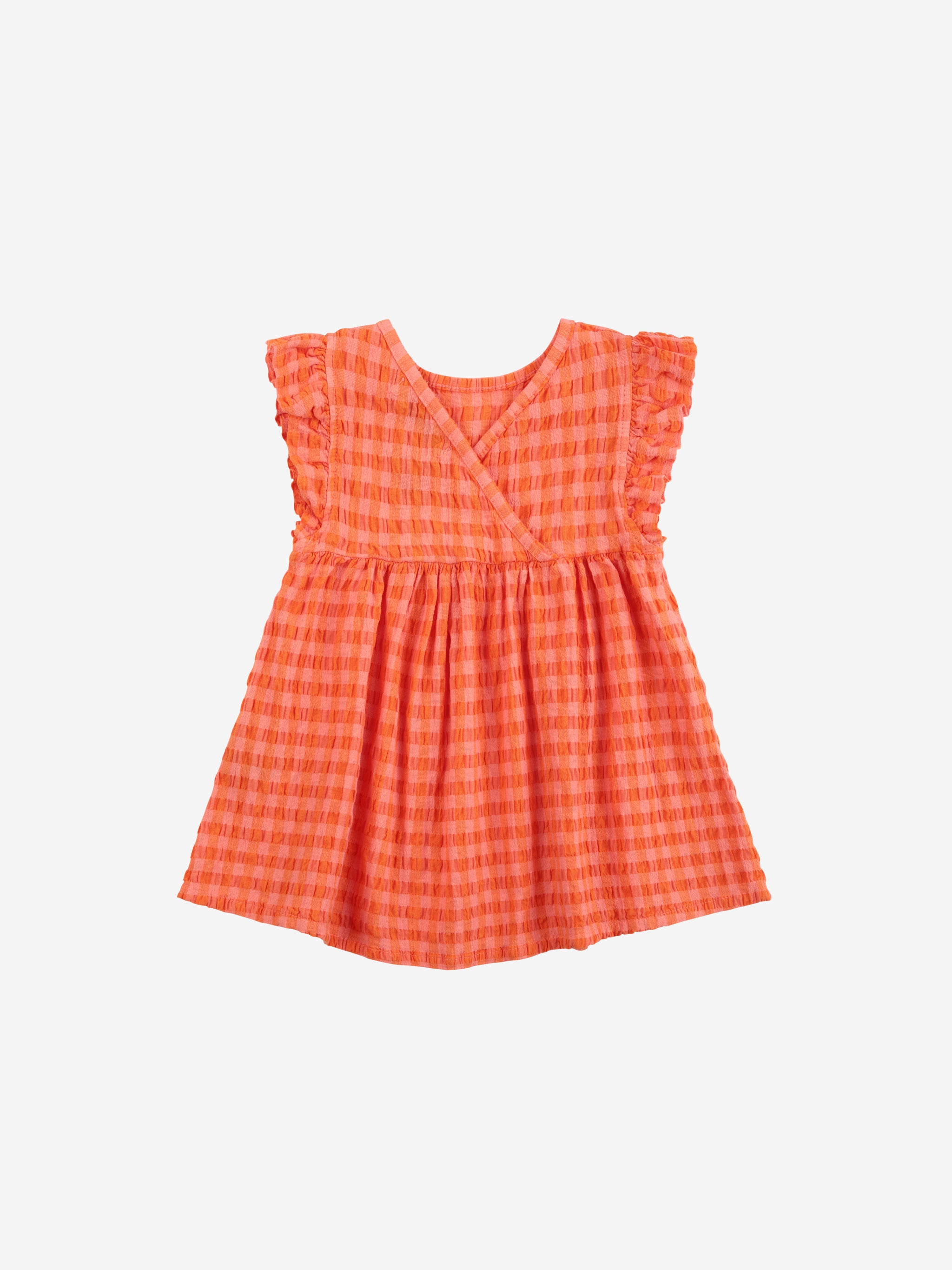 Bobo Choses Vichy Woven Baby Dress - Coral Pink