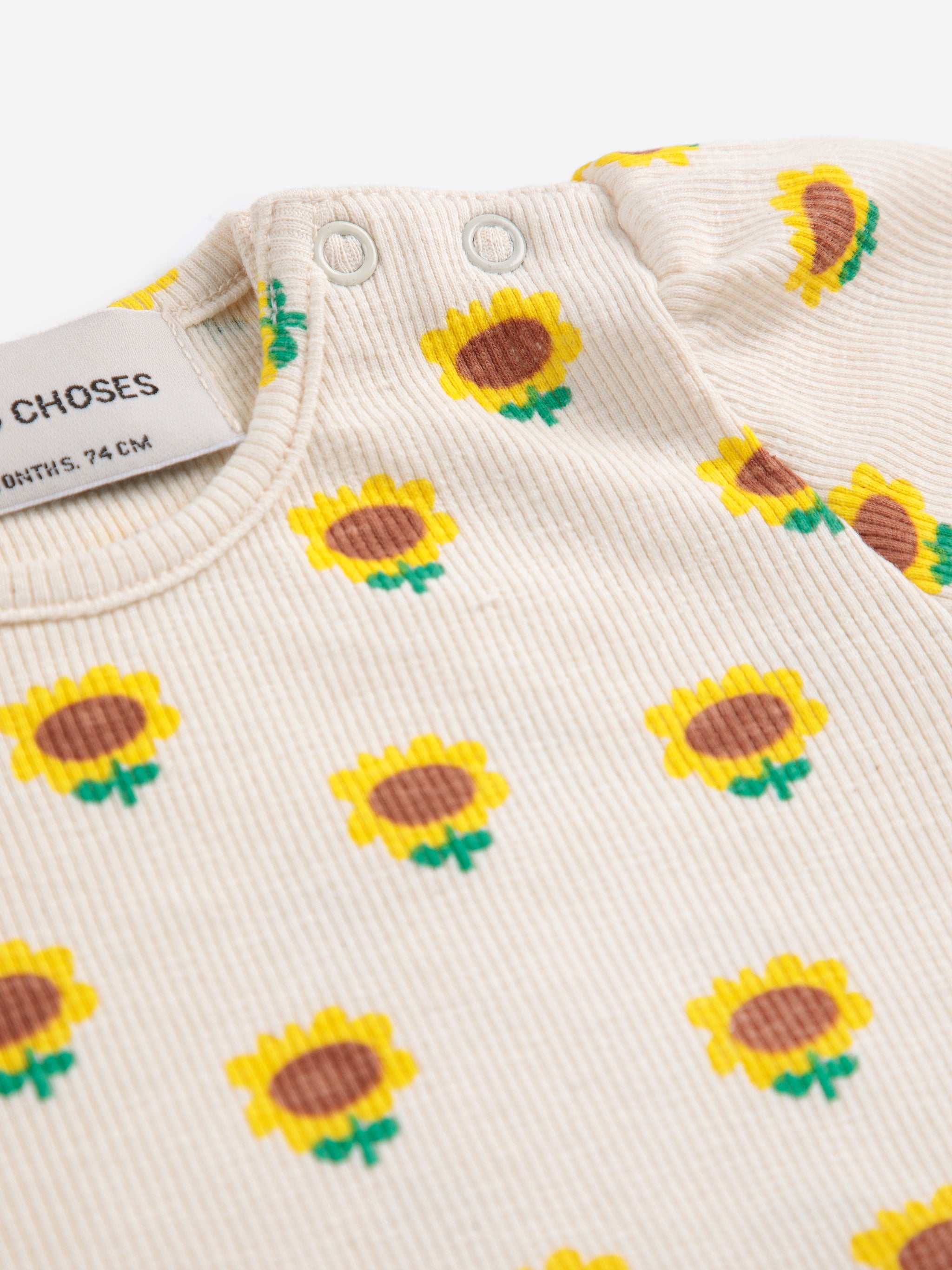 Bobo Choses Sunflower All Over Balloon Sleeve T-Shirt - Beige