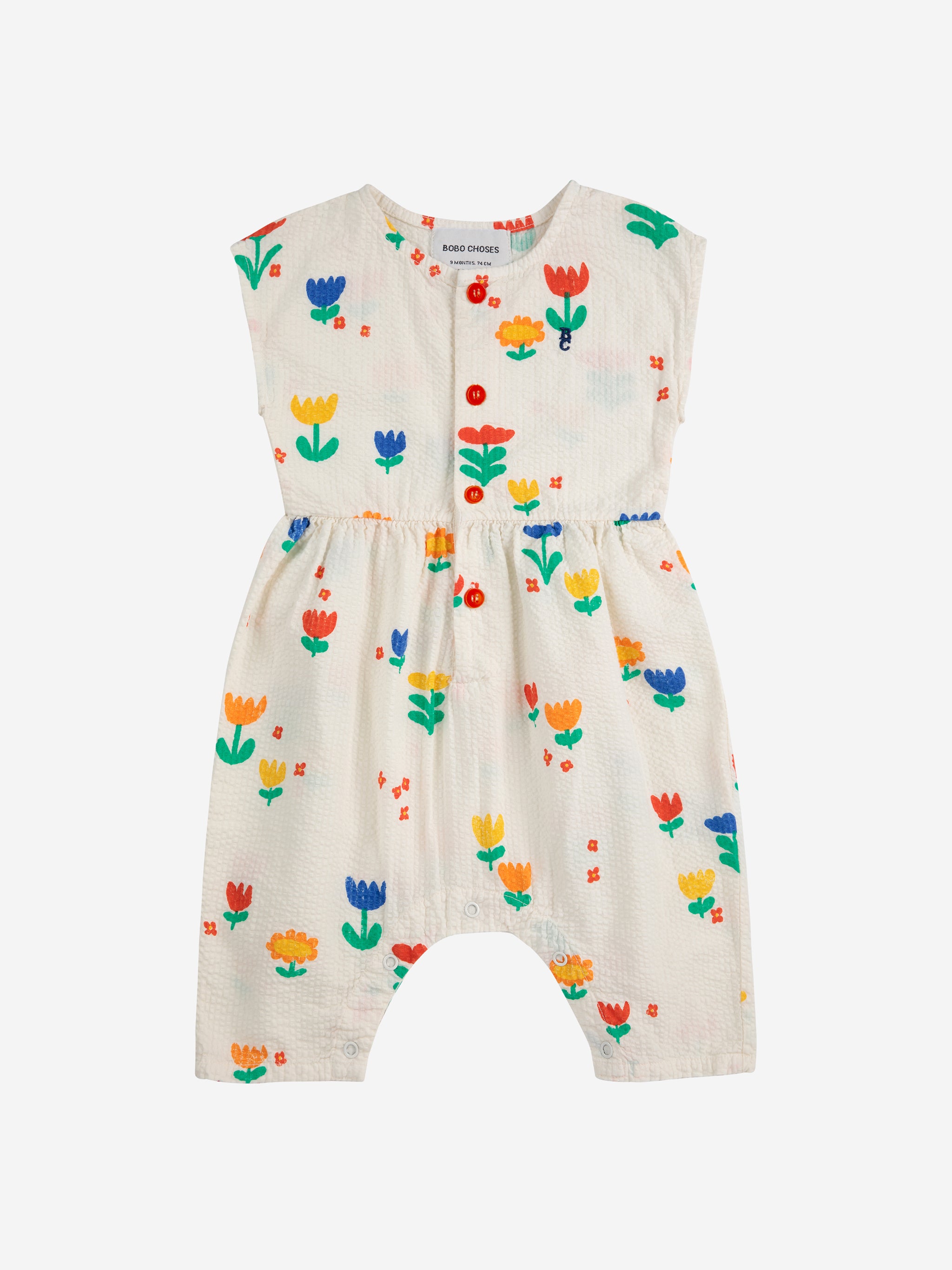 Bobo Choses Garden Party All Over Woven Overall - Off White